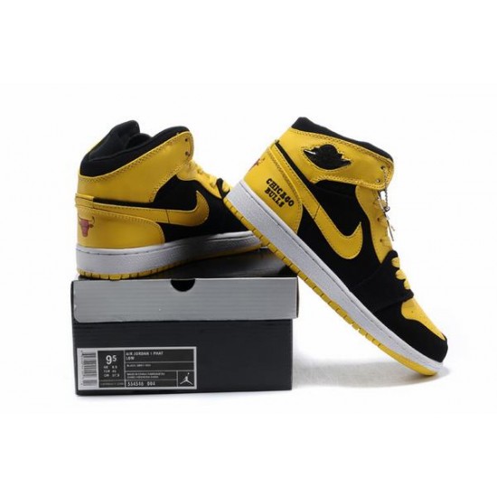Air Jordan I (1) Retro Black Yellow White-129 Air Jordan I (1) Retro Black Yellow White-129