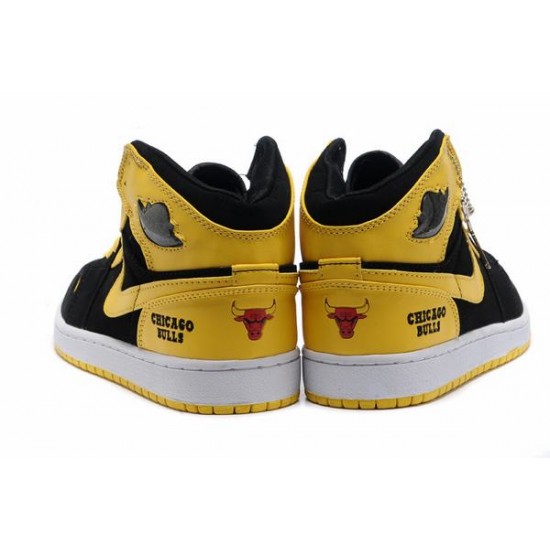 Air Jordan I (1) Retro Black Yellow White-129 Air Jordan I (1) Retro Black Yellow White-129