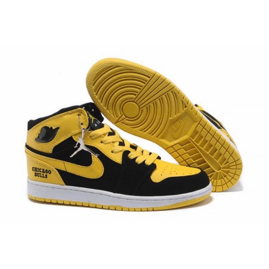 Air Jordan I (1) Retro Black Yellow White-129 Air Jordan I (1) Retro Black Yellow White-129